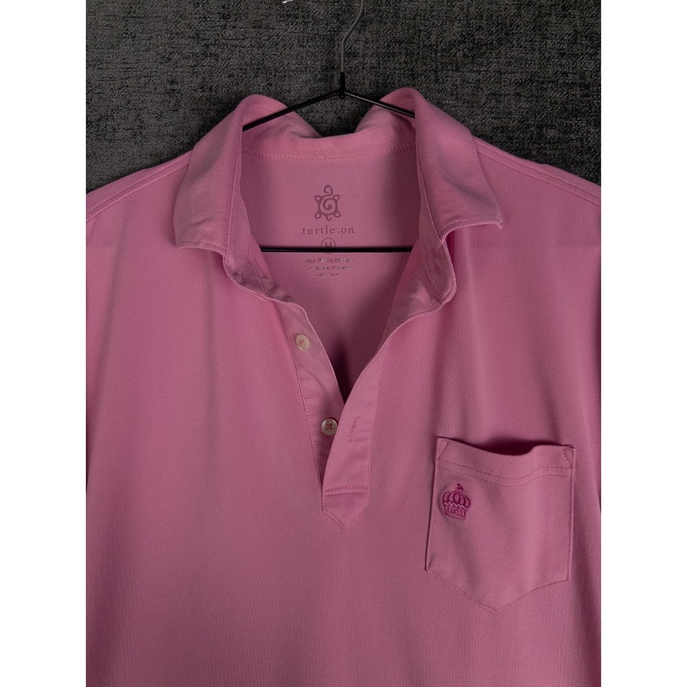 Turtleson Polo‎ Shirt Mens M Pink Tour Performance Golf Course Logo Short Sleeve